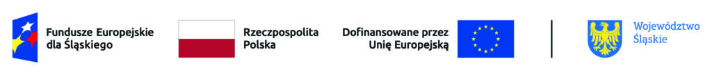 Zestaw logotypów: Fundusze Europejskie dla Śląskiego, Rzeczpospolita Polska, Dofinansowane przez Unię Europejską , Województwo Śląskie